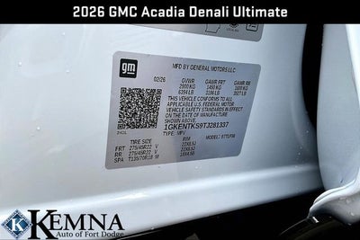 2026 GMC Acadia Denali Ultimate