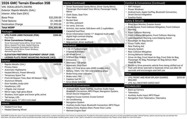 2026 GMC Terrain Elevation