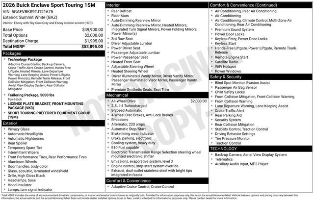 2026 Buick Enclave Sport Touring